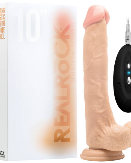 VIBRADOR REALÍSTICO COM TESTÍCULOS REALROCK 10” BRANCO