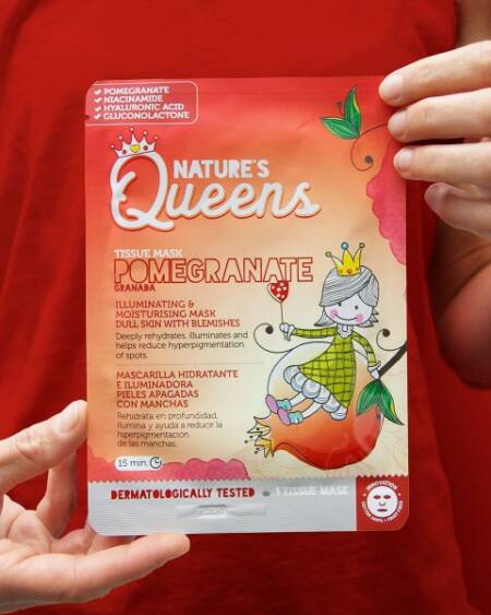MÁSCARA DE TECIDO FACIAL ILUMINADORA NATURE’S QUEENS ROMÃ 25ML