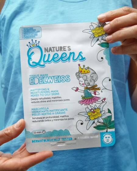 MÁSCARA DE TECIDO FACIAL MATIFICANTE NATURE’S QUEENS EDELVAISSE 25ML