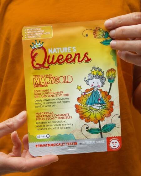 MÁSCARA DE TECIDO FACIAL CALMANTE NATURE’S QUEENS MARYGOLD 25ML