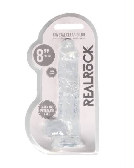 DILDO REALISTA COM TESTÍCULOS CRYSTAL CLEAR 8 /21CM REALROCK