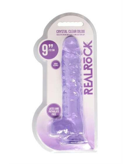 DILDO REALISTA COM TESTÍCULOS CRYSTAL CLEAR 9 /23 CM REALROCK