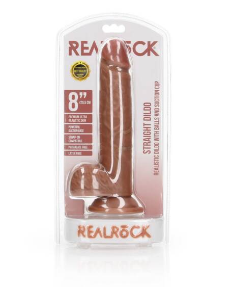 DILDO REALISTA COM TESTÍCULOS STRAIGHT 8 /20,5 CM REALROCK