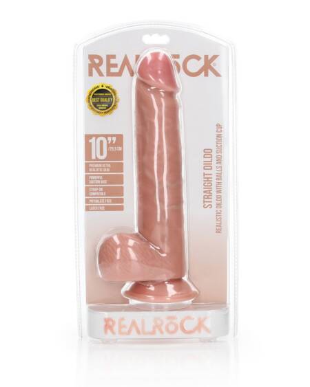 DILDO REALISTA COM TESTÍCULOS STRAIGHT 9 /23 CM REALROCK