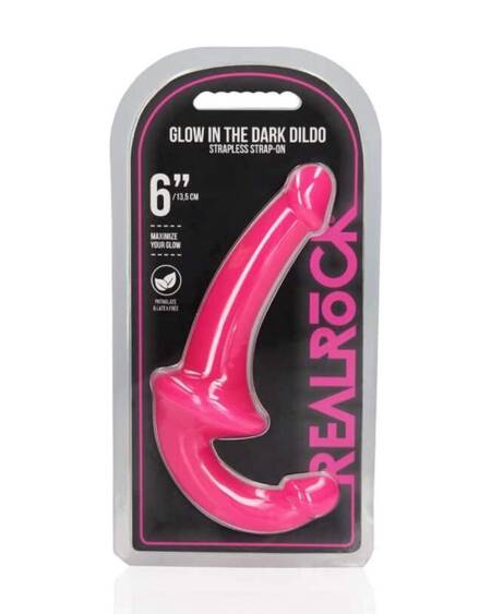 STRAP-ON SEM ARNÊS GLOW IN THE DARK 6'' / 13,5 CM ROSA REALROCK