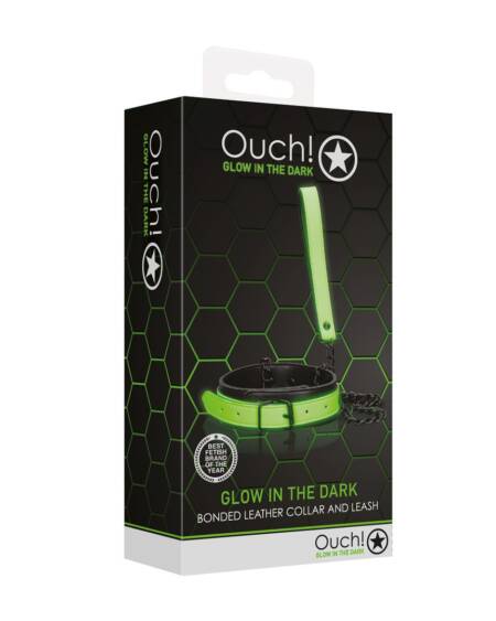COLEIRA COM TRELA GLOW IN THE DARK OUCH!