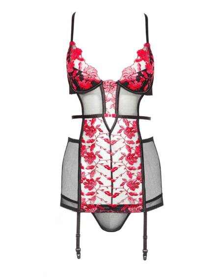CAMISA DE NOITE E TANGA EVANGELINA VERMELHO BEAUTY NIGHT FASHION