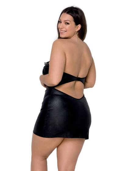 CAMISA DE NOITE E TANGA CELIN PRETA TAMANHO QUEEN PASSION