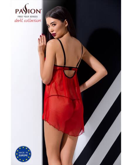 CAMISA DE NOITE E TANGA CHERRY VERMELHO DEVIL COLLECTION PASSION