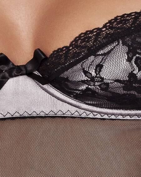 CAMISA DE NOITE E TANGA VELA PRETO PASSION