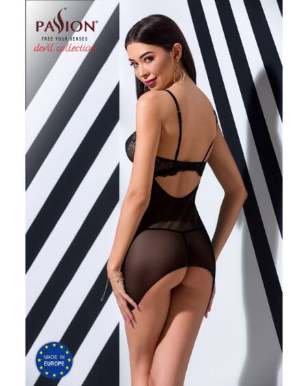 CAMISA DE NOITE E TANGA VERONIQUE PRETO PASSION