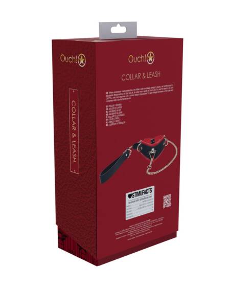 COLEIRA COM TRELA MILAN COLLECTION PRETO/VERMELHO OUCH!