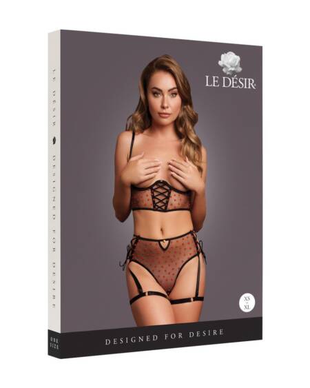 CONJUNTO DE 2 PEÇAS COM SUTIÃ SEM COPAS PRETO LE DÉSIR