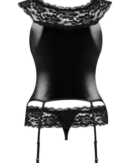 CORPETE E TANGA RAVEN SET PRETO BEAUTY NIGHT FASHION