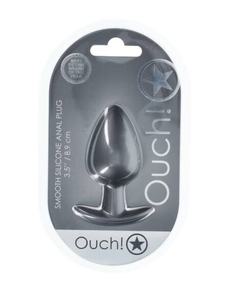 PLUG ANAL SMOOTH SILICONE LARGE 3,5 /8,9 CM GUN METAL OUCH!