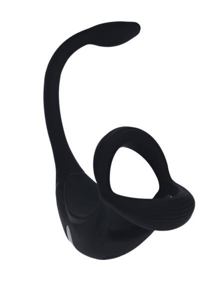 ANEL PARA O PENIS TRI O VIBRATÓRIO DE SILICONE COM COMANDO REMOTO E ESTIMULADOR PRETO LEVELZ