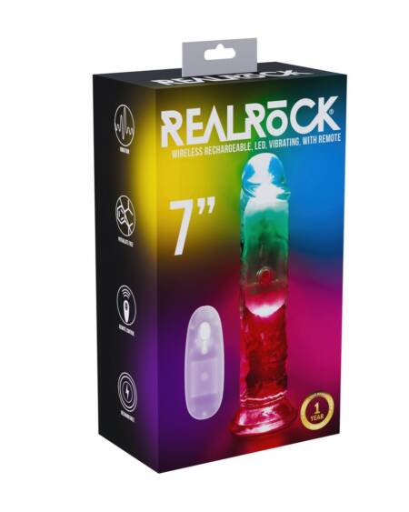 VIBRADOR COM LED E COMANDO LED VIBRATING STRAIGHT COCK 7"/ 18 CM REALROCK