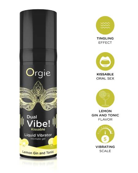 VIBRADOR LÍQUIDO COM SABOR A GIN TÓNICO DE LIMÃO DUAL VIBE 15ML ORGIE