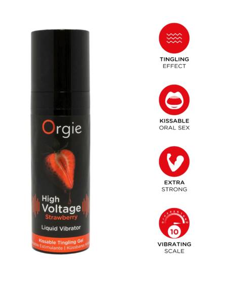GEL COM VIBRAÇÃO E SABOR A MORANGO HIGH VOLTAGE 15ML ORGIE