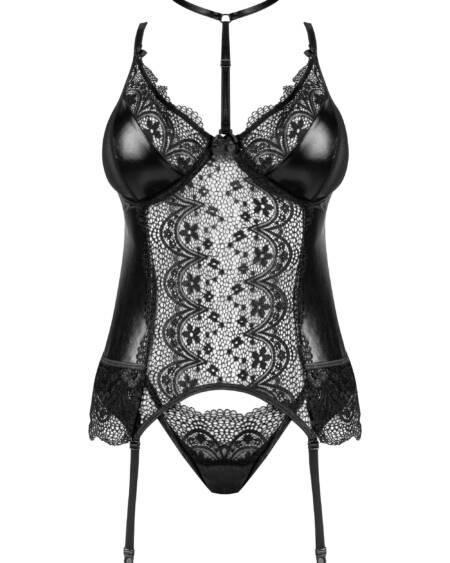 CORPETE E TANGA NOIR FANTASY BEAUTY NIGHT FASHION PRETO
