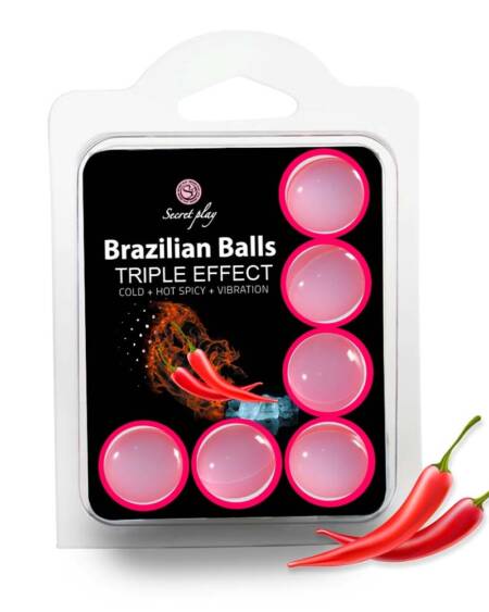 BOLAS LUBRIFICANTES BRAZILIAN BALLS EFEITO TRIPLO 6 X 4GR