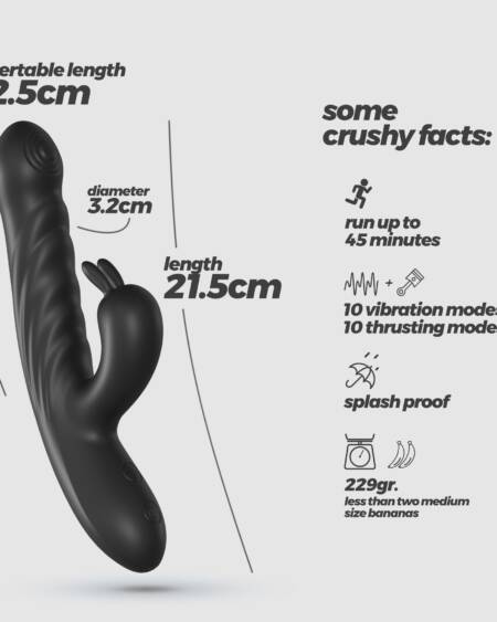 LAPIN VIBRADOR RECARREGÁVEL RABBIT COM IMPULSO PRETO CRUSHIOUS