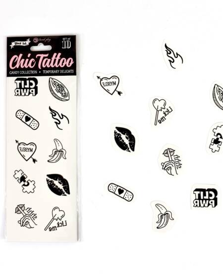 CONJUNTO DE 10 TATUAGENS TEMPORÁRIAS - CANDY COLLECTION CHIC TATTOO SECRET PLAY