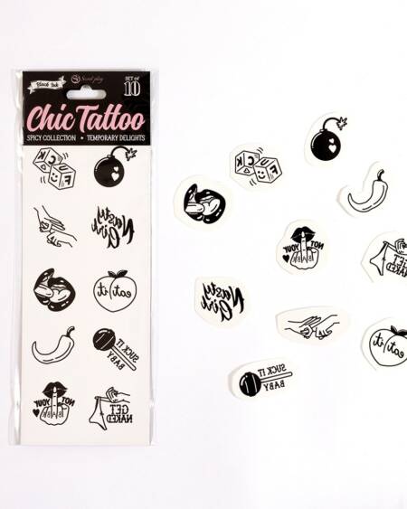 CONJUNTO DE 10 TATUAGENS TEMPORÁRIAS - SPICY COLLECTION CHIC TATTOO SECRET PLAY