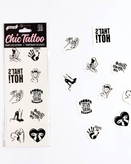CONJUNTO DE 10 TATUAGENS TEMPORÁRIAS - KINKY COLLECTION CHIC TATTOO SECRET PLAY