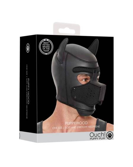 CAPUZ PUPPY HOOD EM NEOPRENE PRETO OUCH!