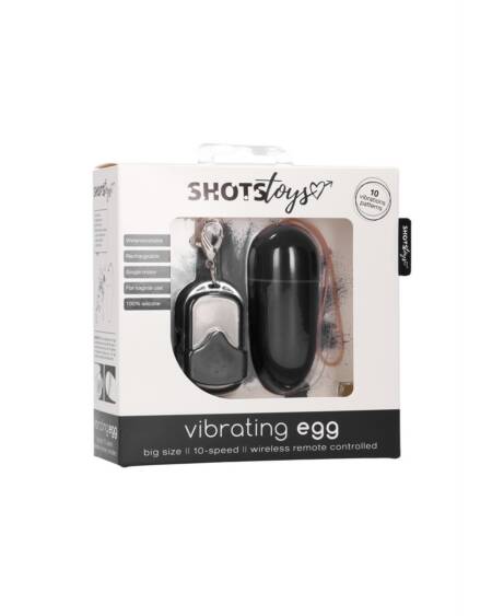 OVO VIBRATÓRIO COM 10 VELOCIDADES E COMANDO L PRETO SHOTS TOYS