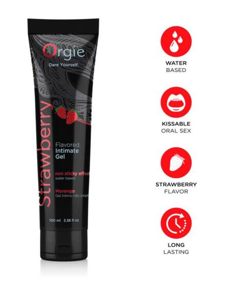 LUBRIFICANTE À BASE DE ÁGUA COM SABOR A MORANGO 100ML ORGIE