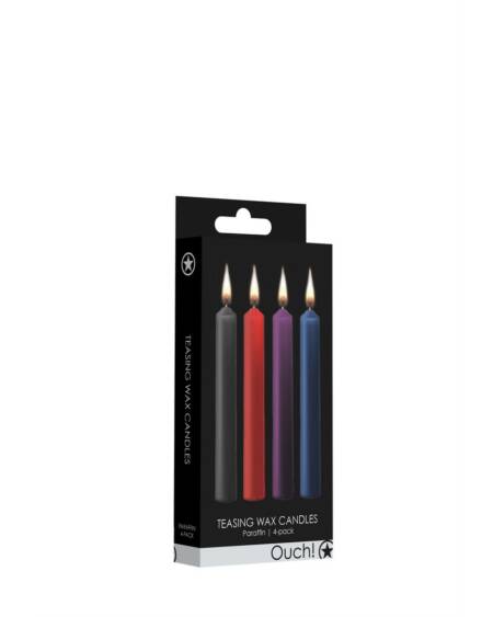 CONJUNTO DE 4 VELAS COM MIX DE CORES TEASING WAX CANDLES OUCH!