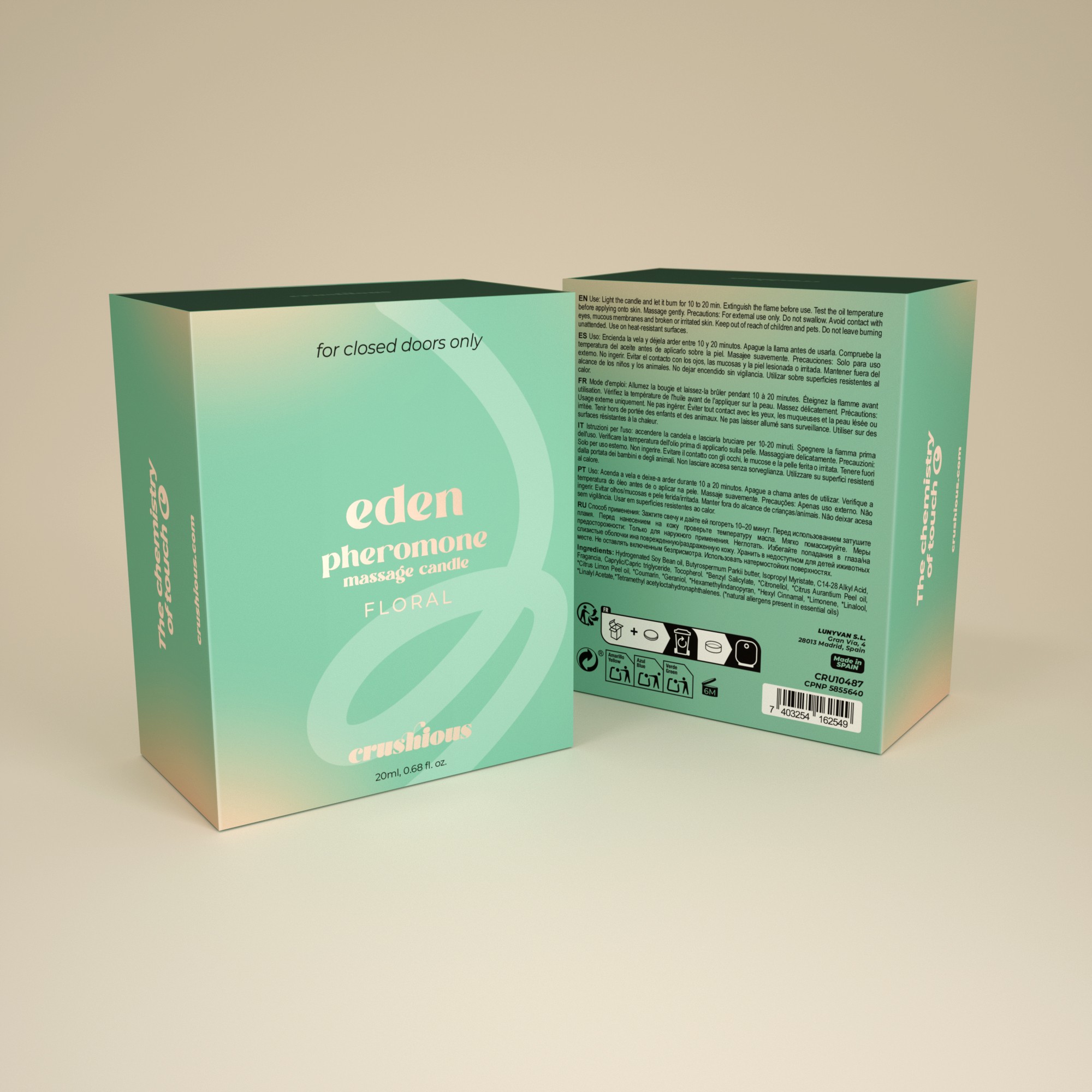 VELA DE MASSAGEM EDEN COM FEROMONAS E AROMA FLORAL 20ML CRUSHIOUS - Image 5