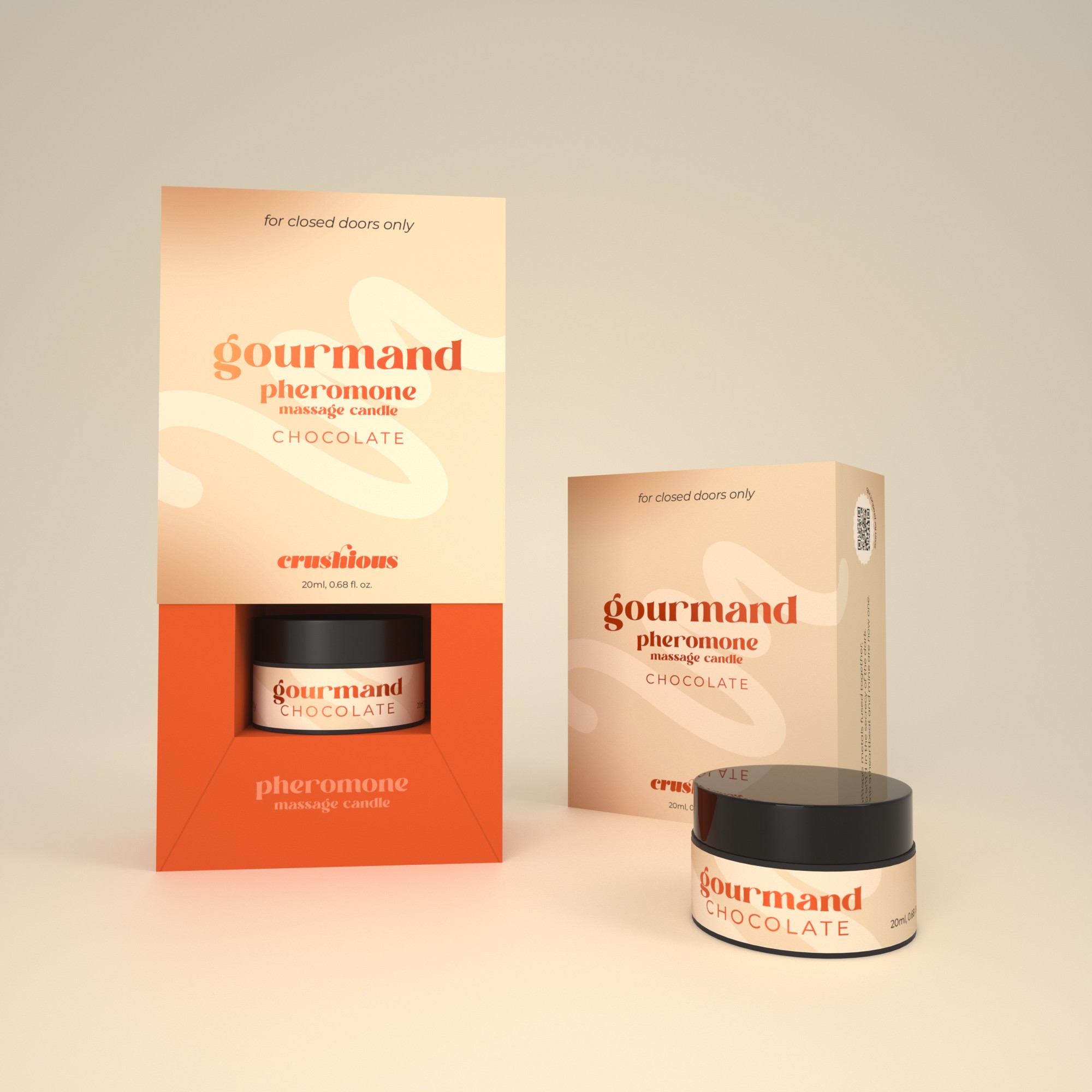 VELA DE MASSAGEM GOURMAND COM FEROMONAS E AROMA A CHOCOLATE 20ML CRUSHIOUS