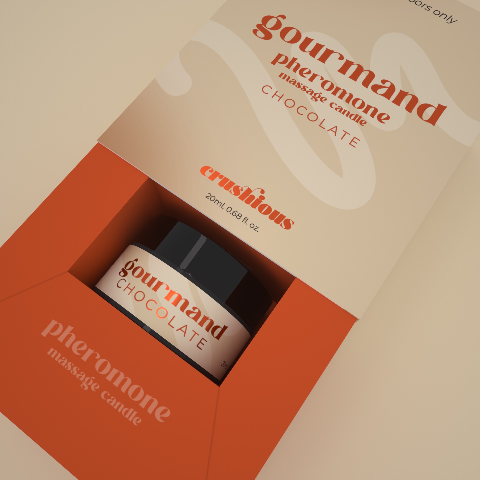 VELA DE MASSAGEM GOURMAND COM FEROMONAS E AROMA A CHOCOLATE 20ML CRUSHIOUS - Image 4