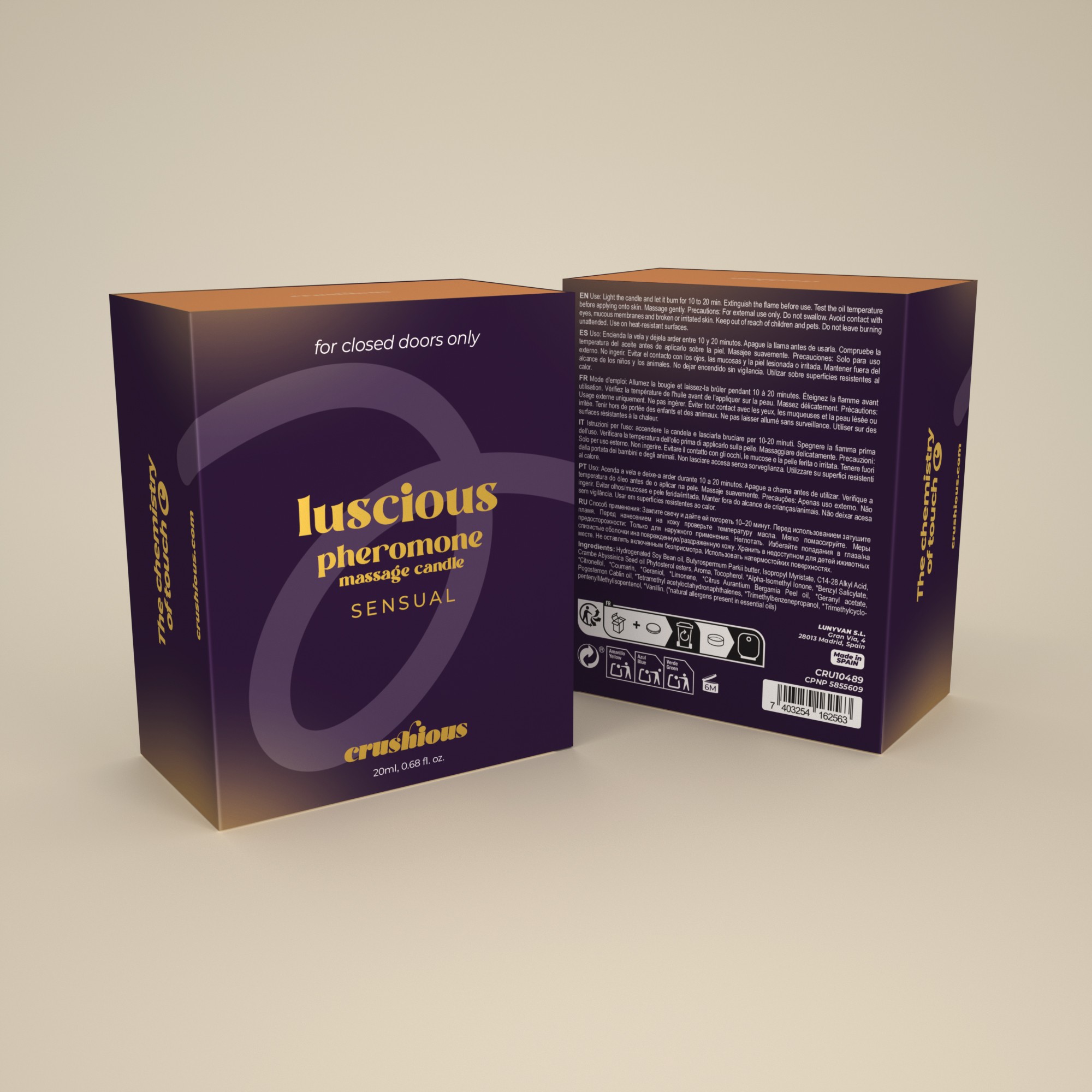 VELA DE MASSAGEM LUSCIOUS COM FEROMONAS E AROMA SENSUAL 20ML CRUSHIOUS - Image 5