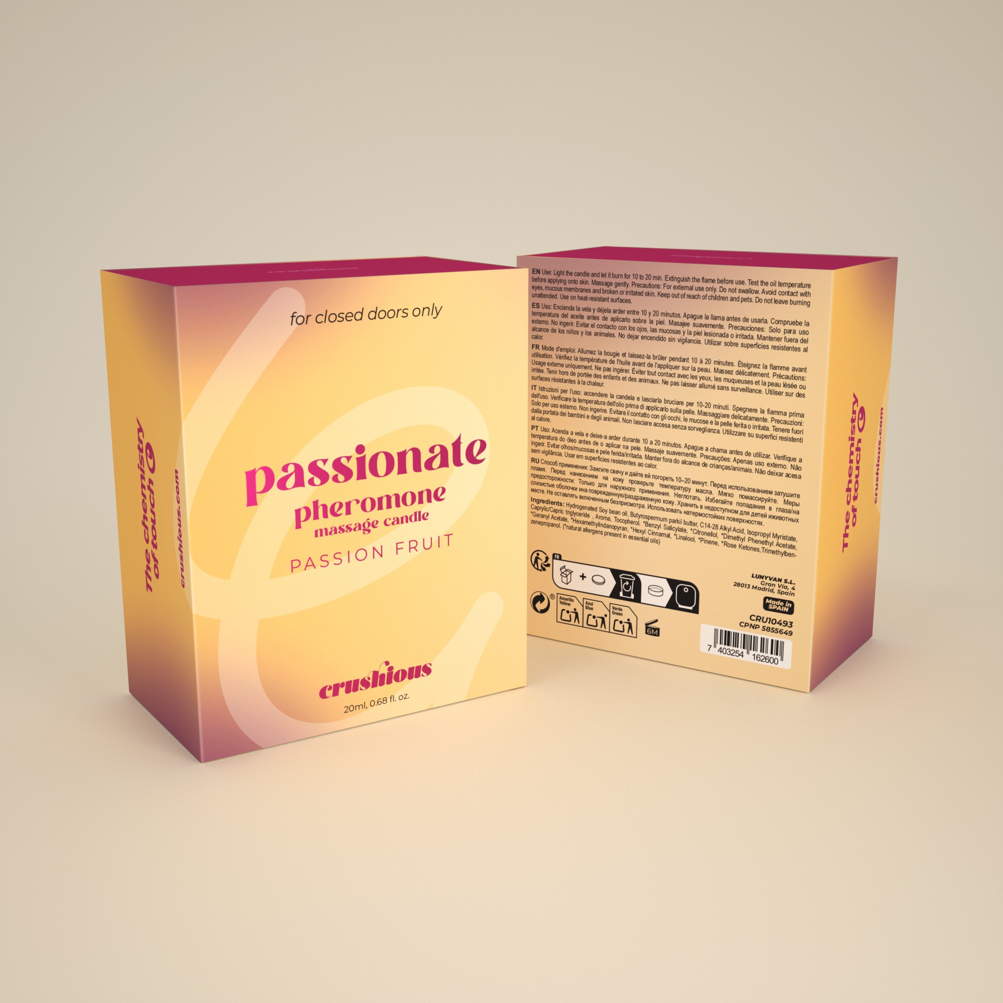 VELA DE MASSAGEM PASSIONATE COM FEROMONAS E AROMA A MARACUJÁ 20ML CRUSHIOUS - Image 5