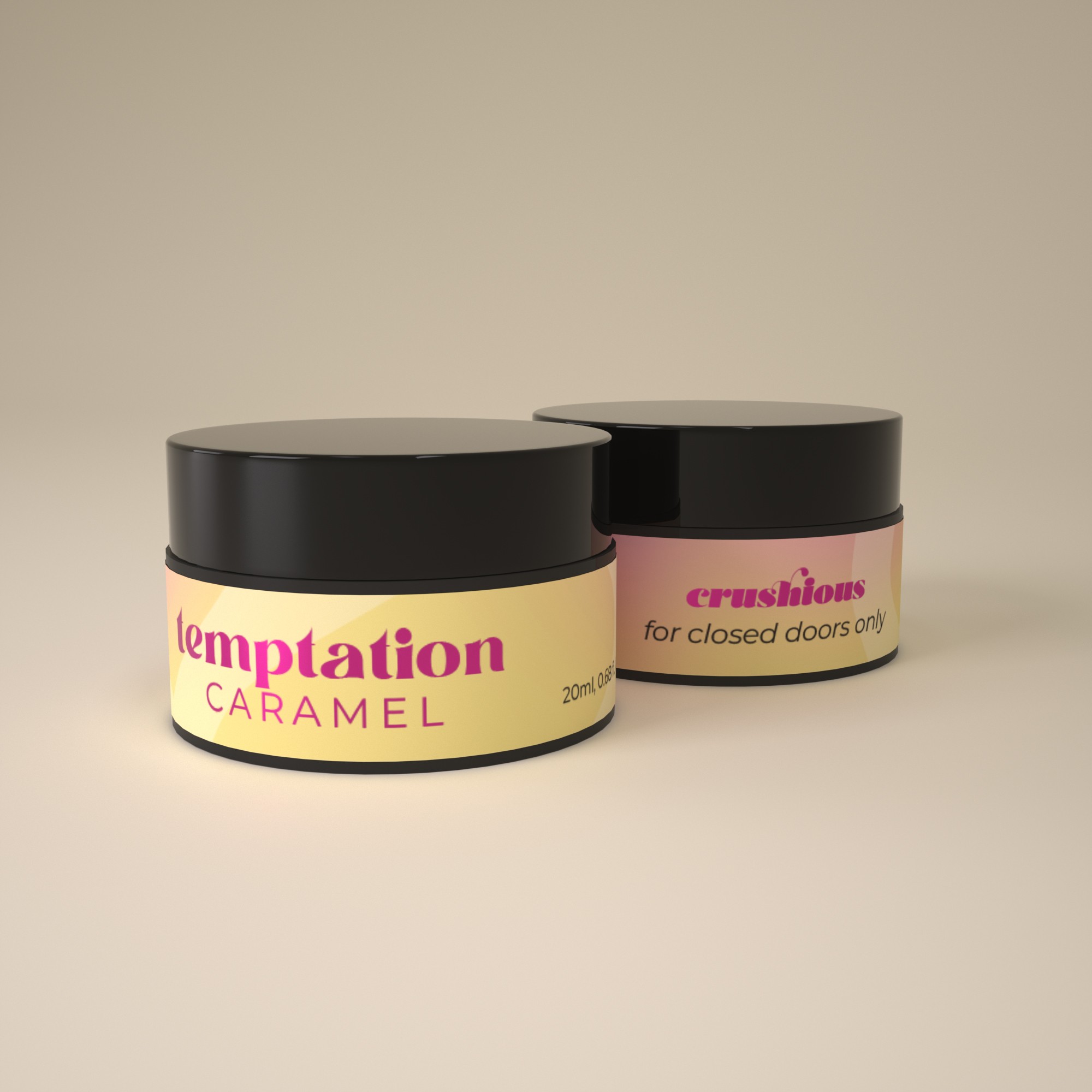 VELA DE MASSAGEM TEMPTATION COM FEROMONAS E AROMA DE CARAMELO 20ML CRUSHIOUS