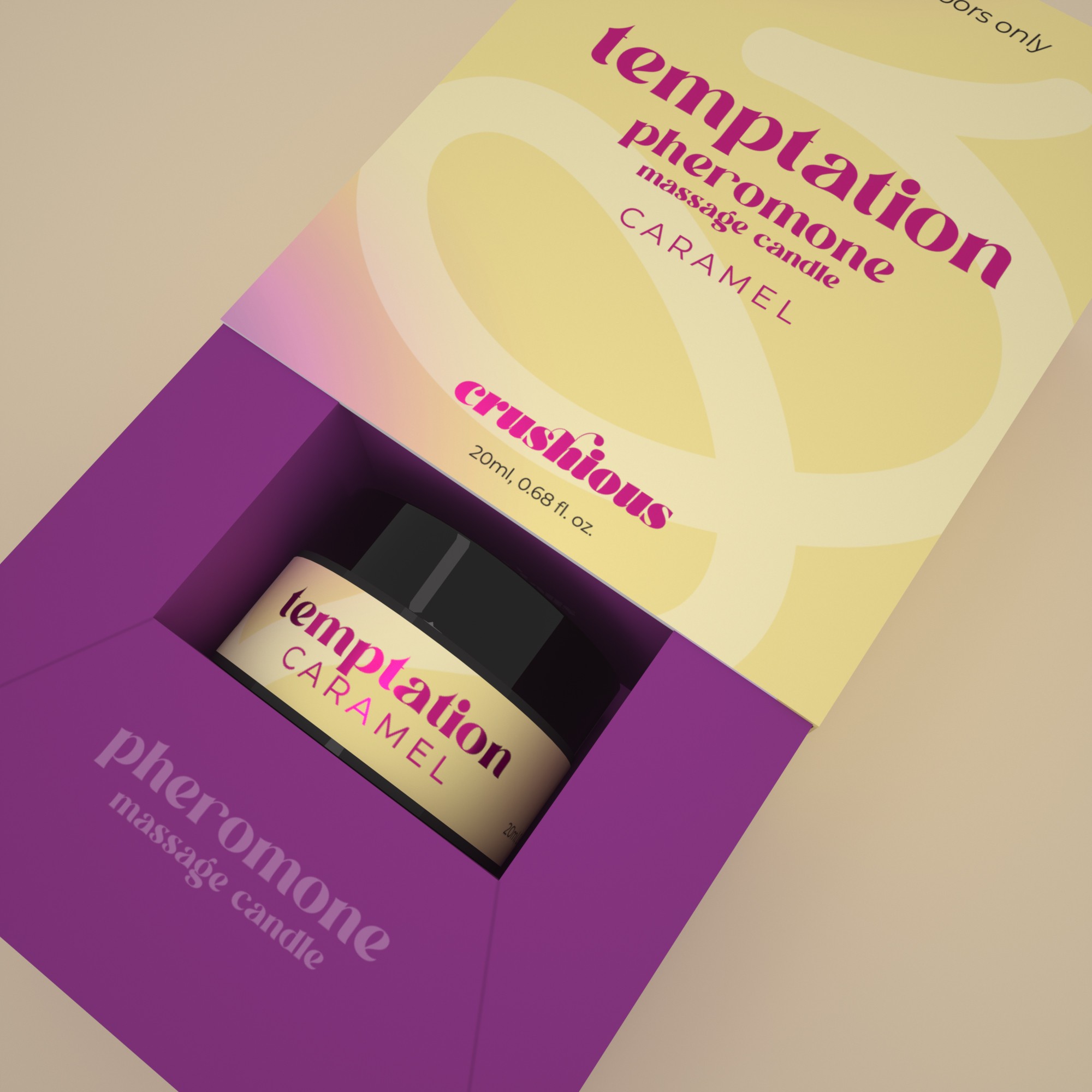 VELA DE MASSAGEM TEMPTATION COM FEROMONAS E AROMA DE CARAMELO 20ML CRUSHIOUS - Image 4