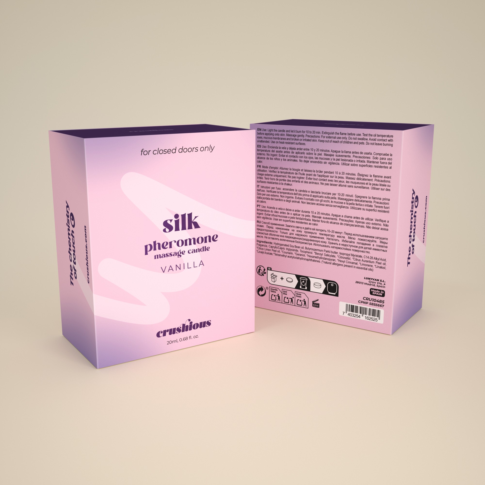 VELA DE MASSAGEM SILK COM FEROMONAS E AROMA A BAUNILHA 20ML CRUSHIOUS - Image 5